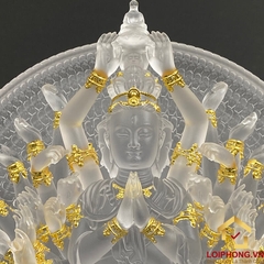 Tượng Thiên Thủ Thiên Nhãn Bằng Lưu Ly Viền Vàng Cao Cấp Cao 30cm