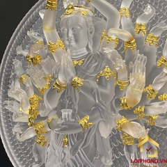 Tượng Thiên Thủ Thiên Nhãn Bằng Lưu Ly Viền Vàng Cao Cấp Cao 30cm
