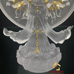 Tượng Thiên Thủ Thiên Nhãn Bằng Lưu Ly Viền Vàng Cao Cấp Cao 30cm