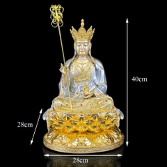 Tượng Địa Tạng Vương Bồ Tát bằng đồng dát bạc ấn bảo cao 30 – 40 – 48 – 60 cm