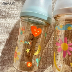 Bình sữa Moyuum PPSU Mov.aa - 250ml - Bản họa tiết - Trắng