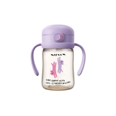 Bình tập uống Moyuum PPSU - 170ml - Mèo tím - Kèm Dây hút/dây trọng lực/tay cầm
