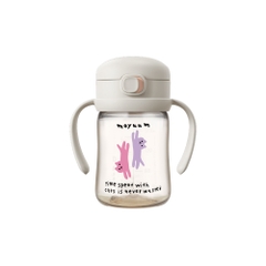 Bình tập uống Moyuum PPSU - 170ml - Mèo xám - Kèm Dây hút/dây trọng lực/tay cầm