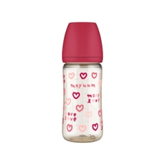 Bình sữa PPSU Moyuum - Tim đỏ - 270ml - Kèm núm 2