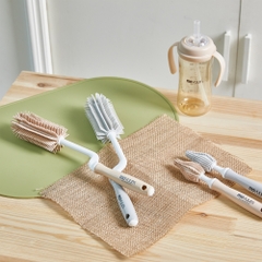 Set cọ bình & núm silicon Moyuum - Màu be san hô