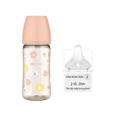 Bình sữa PPSU Moyuum - Hoa cúc - 270ml - Kèm núm 2