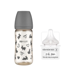 Bình sữa PPSU Moyuum - Thỏ đen - 270ml - Kèm núm 2
