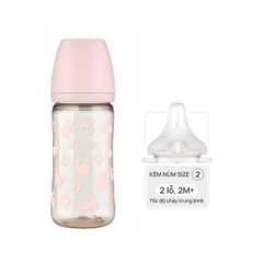 Bình sữa PPSU Moyuum - Thỏ hồng - 270ml - Kèm núm 2