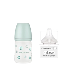 Bình sữa Thủy tinh tráng silicon Moyuum phiên bản Happy More - 150ml - Kèm núm 1