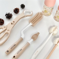 Set cọ bình & núm silicon Moyuum - Màu be san hô