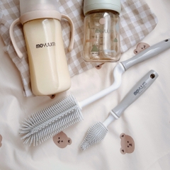 Set cọ bình & núm silicon Moyuum - Màu xám sáng
