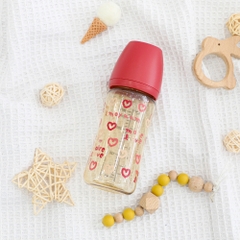 Bình sữa PPSU Moyuum - Tim đỏ - 270ml - Kèm núm 2