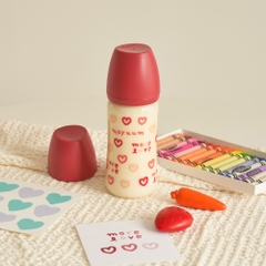 Bình sữa PPSU Moyuum - Tim đỏ - 270ml - Kèm núm 2