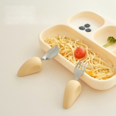 Bộ thìa dĩa Moyuum - Tay cầm silicon hình trái tim - Màu vàng mustard