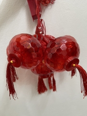 Đèn lồng quả cầu đỏ trang trí Tết có đèn led gắn chữ Phúc thả mành đón tết 2024 (dài 3m 8 )