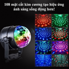 Đèn Led Xoay 7 Màu, Chớp Nháy Theo Nhạc, Trang Trí Decor, phòng Karaoke, có điều khiển