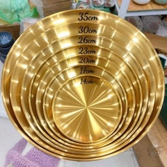 Bộ Đĩa Tròn Inox Mạ Vàng làm Khay Lễ để hoa quả Nhiều tầng, Bộ Đĩa đựng Thức Ăn Sang trọng