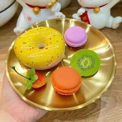 Bộ Đĩa Tròn Inox Mạ Vàng làm Khay Lễ để hoa quả Nhiều tầng, Bộ Đĩa đựng Thức Ăn Sang trọng