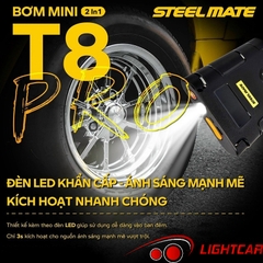 Bơm Lốp Mini Steelmate T8 Pro , Bơm Lốp Kiêm Kích Bình Loại Cao Cấp