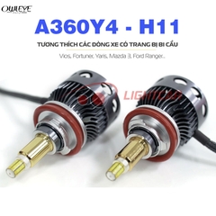 BÓNG LED OWLEYE A360 Y4 CHÂN H11 CHUYÊN DỤNG CHO XE CÓ BI CẦU