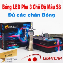 Bóng LED Pha 3 Chế Độ Màu S8 Siêu Sáng, Tản Nhiệt Lưới Nhôm