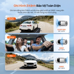 Camera Hành Trình 70mai T400 , 3 Mắt Ghi Hình Trước Sau Và Trong Xe