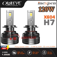 Đèn Led Owleye 120W Siêu Sáng Chân H7 INEXPEN X604 , Cho Xe Con Và Xe Tải 24V