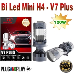 Bi Led Mini H4 LightCar V7 Plus 120W , Siêu Sáng Cho Xe Con 12V Và Xe Tải 24V