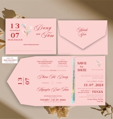 (RR3IN1 - BN012) Thiệp Cưới Gập 3 Có Bao Thư 3IN1