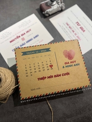 (BN-K053) Thiệp Cưới giấy Kraft cổ điển