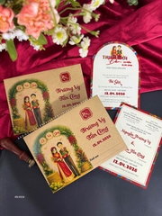 (BN-K058) Thiệp Cưới giấy Kraft cổ điển_retro