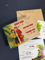 (BN-K059) Thiệp Cưới giấy Kraft cổ điển_retro