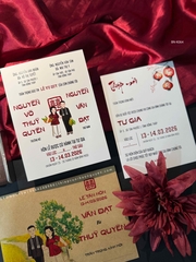 (BN-K064) Thiệp Cưới giấy Kraft hình chibi