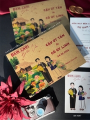(BN-K067) Thiệp Cưới giấy Kraft hình chibi