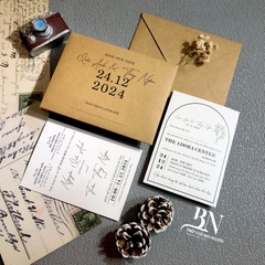 (BN-K33) Thiệp Cưới giấy Kraft cổ điển