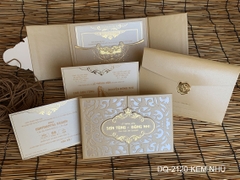 (DQ2120 - kem nhũ) Thiệp Cưới Ép Kim Cao Cấp/Thiệp Cưới Luxury