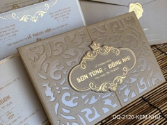 (DQ2120 - kem nhũ) Thiệp Cưới Ép Kim Cao Cấp/Thiệp Cưới Luxury