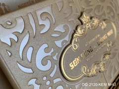 (DQ2120 - kem nhũ) Thiệp Cưới Ép Kim Cao Cấp/Thiệp Cưới Luxury