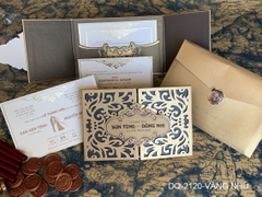 (DQ2120 - vàng nhũ) Thiệp Cưới Ép Kim Cao Cấp/Thiệp Cưới Luxury