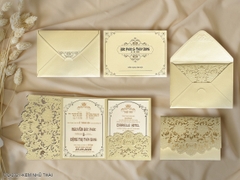 (DQ2321- kem nhũ) Thiệp Cưới Ép Kim Cao Cấp/Thiệp Cưới Luxury