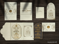 (DQ2322-kem nhũ) Thiệp Cưới Ép Kim Cao Cấp/Thiệp Cưới Luxury