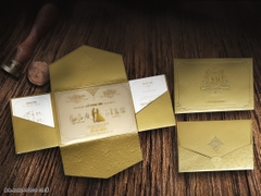 (DQ2323-vàng nhũ) Thiệp Cưới Ép Kim Cao Cấp/Thiệp Cưới Luxury