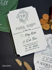 (DQ25VIP02MT- XanhForest) Thiệp Cưới  Cao Cấp Ép Kim