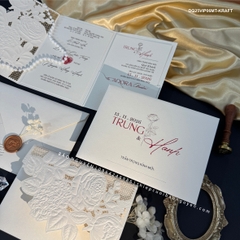 (DQ25VIP06MT- Kraft kem) Thiệp Cưới Cao Cấp Ép Kim