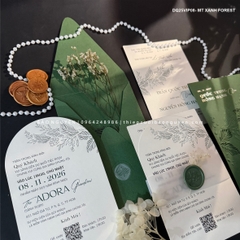 (DQ25VIP08-MT Xanh Forest) Thiệp Cưới Cao Cấp Ép Kim
