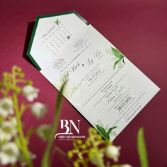 (RR3IN1 - BN005) Thiệp Cưới Gập 3 Có Bao Thư 3IN1