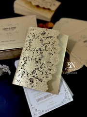 (DQ2321- vàng nhũ) Thiệp Cưới Ép Kim Cao Cấp/Thiệp Cưới Luxury