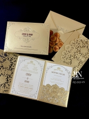 (DQ2321- vàng nhũ) Thiệp Cưới Ép Kim Cao Cấp/Thiệp Cưới Luxury