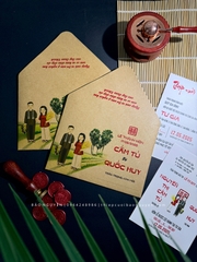 (BN-K044) Thiệp Cưới giấy Kraft hình chibi