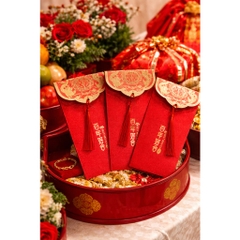 (Set 12) Bao lì xì bê tráp kim tuyến có tua rua